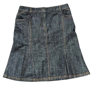 Y2K Denim Blue Grey Style A-Line Skirt Stitch Panel Skirt Steilmann Size Large